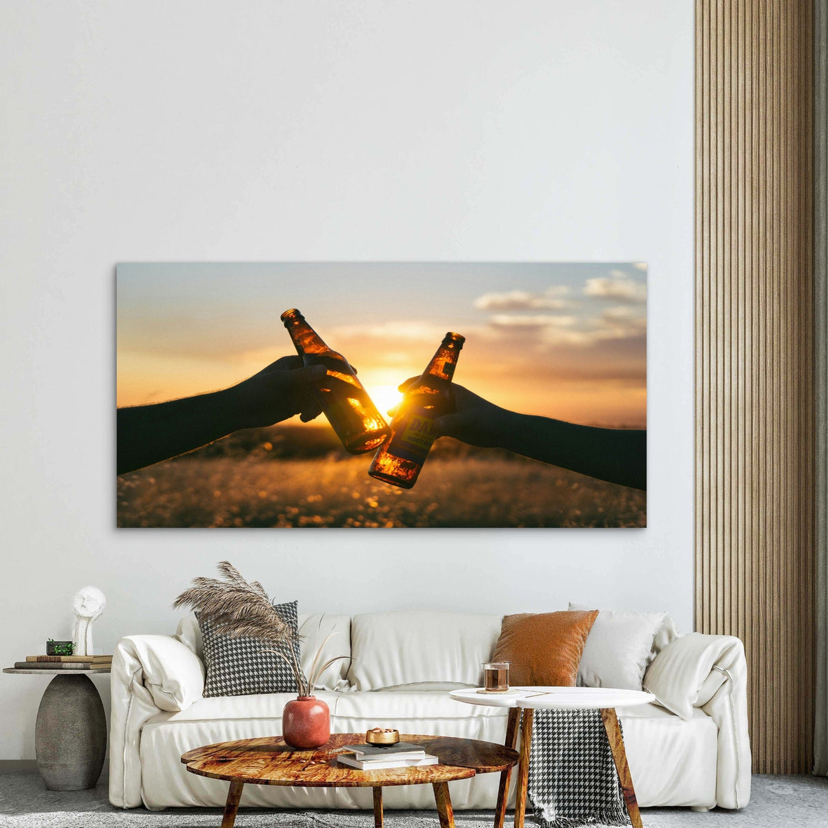 Sunset Beers With Good Friends Wall Art Canvas Office Home Room Framed 80x45cm