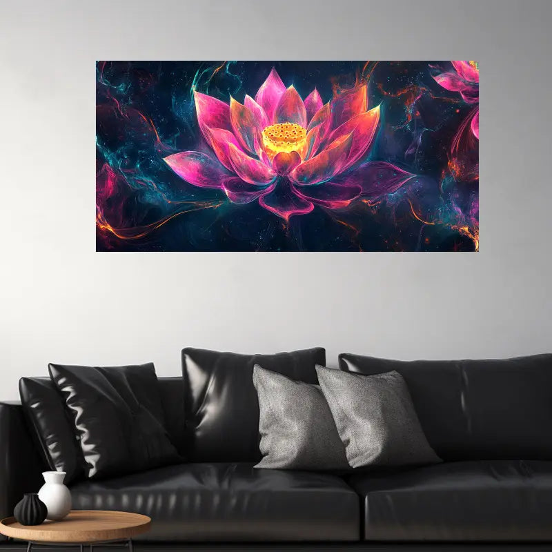 Large Lotus Flower Wall Art wall canvas office home room framed 120x60cm