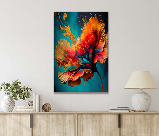 Painting Of A Flower Print 100% Australian Made 40x60cm Stretched Canvas Ready to Hang