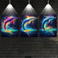 3pcs Vibrant Dolphin Colorful Classic Design Metal Print Ready to Hang Art