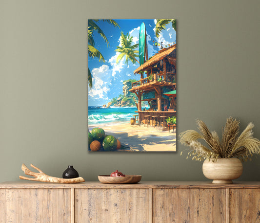 Fascinating Art Of A House By The Seaside Print 100% Australian Made 40x60cm Stretched Canvas Ready to Hang