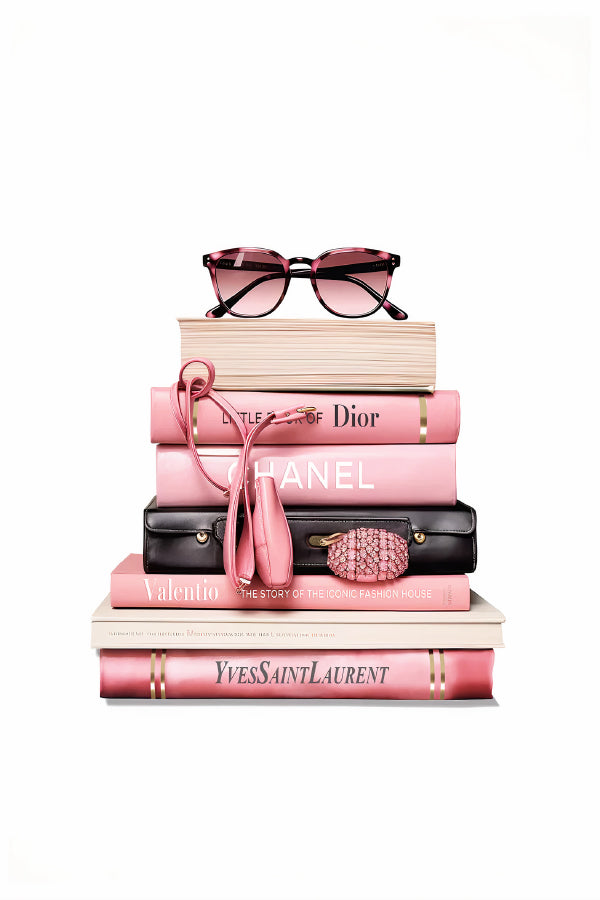 Stack Of Books & Fashion Glasses Print 100% Australian Made 40x60cm Stretched Canvas Ready to Hang