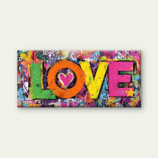 Urban Street Art with Love Wall Art Canvas Office Home Room Framed 80x45cm