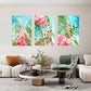 3pcs Pink Flamingo Vibrant Watercolor Metal Print Ready to Hang Art
