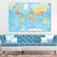 World Map Color Political Print 100% Australian Made Stretched Canvas Ready to Hang - MP-104