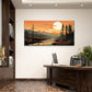Sunset Gold Hour Mountain River Wall Art Canvas Office Home Room Framed 120x60cm