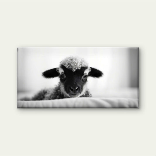 Cute Baby Lamb Sheep Soft Fur Animal Wall Art Canvas Office Home Framed 120x60cm