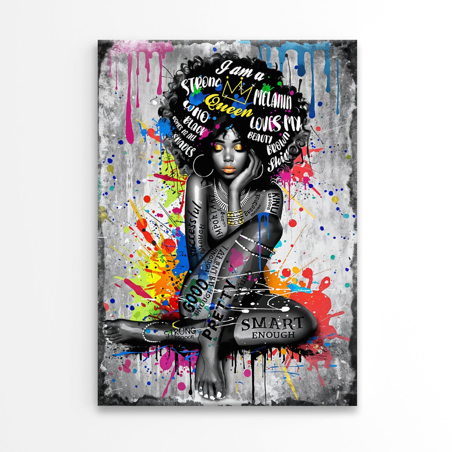 Celebrating Black Womanhood Painting Print 100% Australian Made 40x60cm Stretched Canvas Ready to Hang