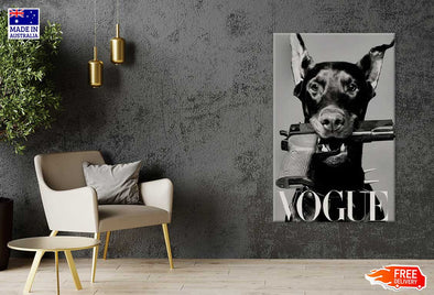 Dog with Gun Fashion Design Print 100% Australian Made Stretched Canvas Ready to Hang - FS - 118