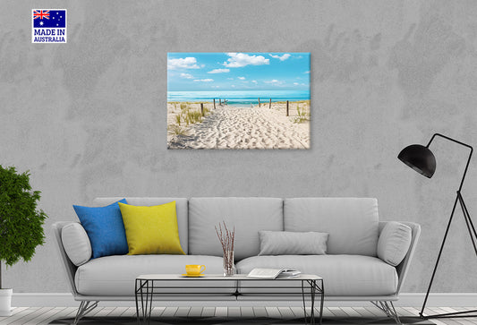 Sun Drenched Beach Path to The Sea Print 100% Australian Made 60x40cm Stretched Canvas Ready to Hang