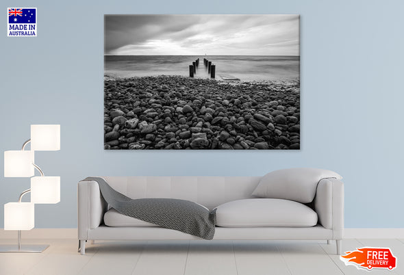 Beach, Seaside in South Sweden Print 100% Australian Made Stretched Canvas Ready to Hang - BW-104