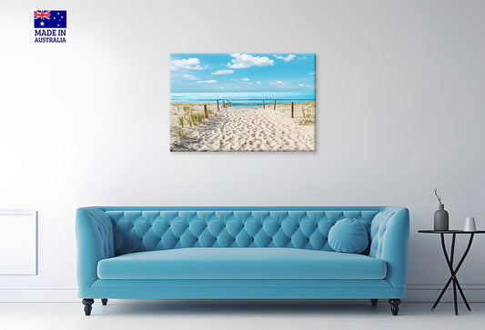 Sun Drenched Beach Path to The Sea Print 100% Australian Made 60x40cm Stretched Canvas Ready to Hang