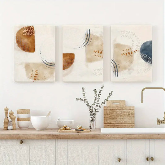 3pcs Abstract Shapes Watercolor Squares Metal Print Ready to Hang Art