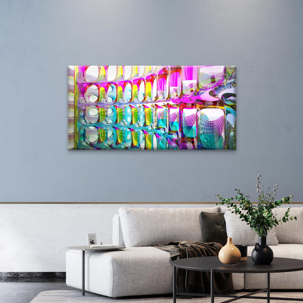 Colorful Glass Facade Design Wall Art Canvas Office Home Room Framed 120x60cm
