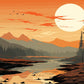 Sunset Gold Hour Mountain River Wall Art Canvas Office Home Room Framed 120x60cm
