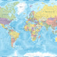 World Map Color Political Print 100% Australian Made Stretched Canvas Ready to Hang - MP-104