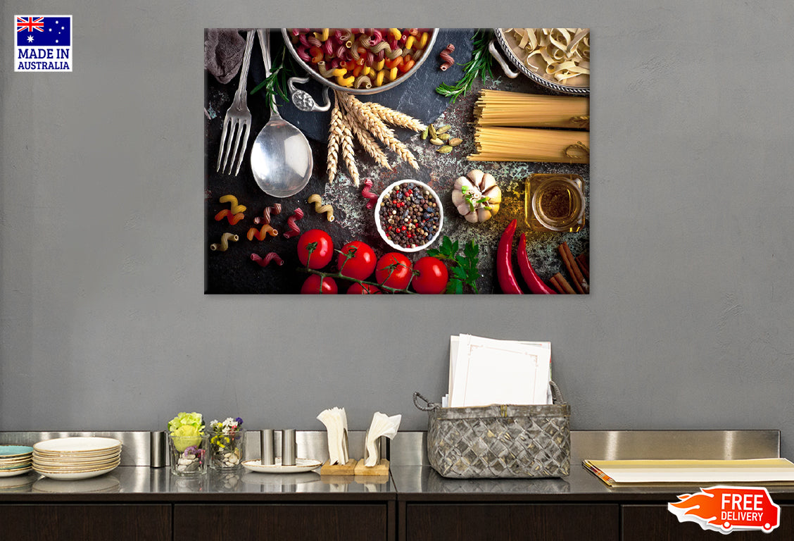 Spices & Vegetables in Kitchen Print 100% Australian Made Stretched Canvas Ready to Hang - KR-104