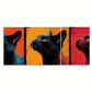 3pcs Black Cat Vibrant Comic Style Metal Print Ready to Hang Art