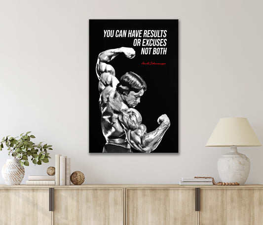 You Can Have Results or Excuses Not Both, Man Flexing Muscles Print 100% Australian Made 40x60cm Stretched Canvas Ready to Hang