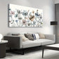 Navy Taupe Flowers Abstract Botanical Wall Art canvas office home room framed 120x60cm