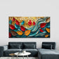 Vibrant Abstract Autumn Leaves Wall Art Canvas Office Home Room Framed 80x45cm