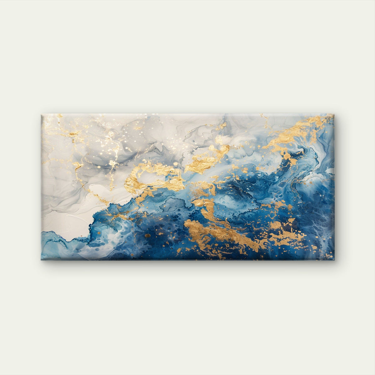 Gold Memories On Faded Blue Wall Art Canvas Office Home Room Framed 120x60cm