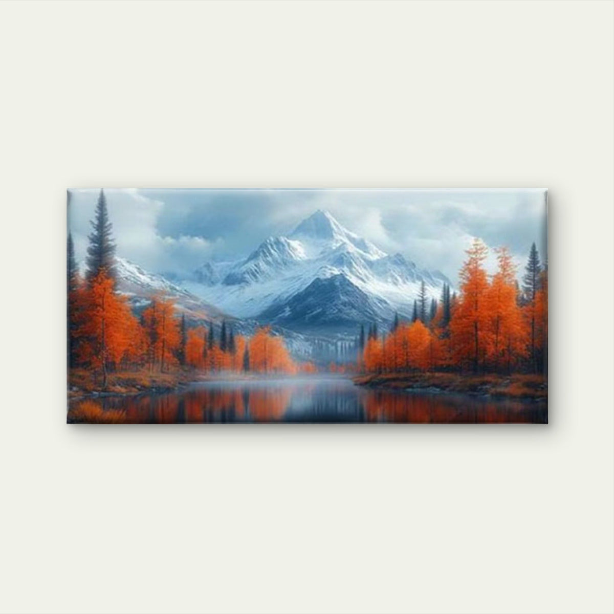Orange Tree Autumn Scene Wall Art Canvas Office Home Room Framed 80x45cm