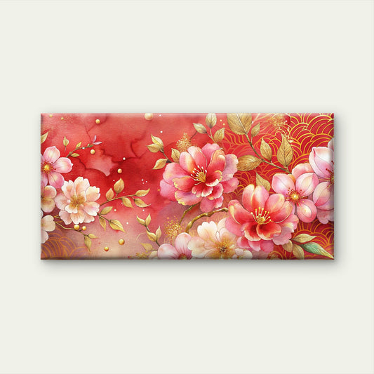 Japanese Inspired Floral Art Wall Art Canvas Office Home Room Framed 80x45cm