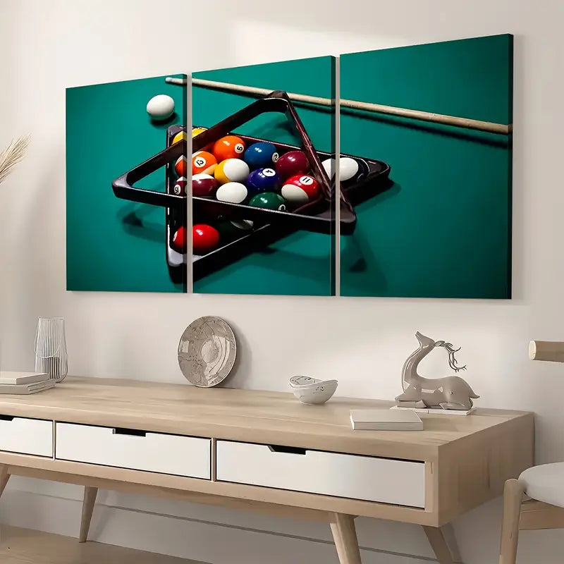 3pcs Modern And Stylish Billiards Sports Art Pool Wall Art Set Canvas Framed 40x60cm - High Quality Print 100% Australian Made Wall Canvas Ready to Hang