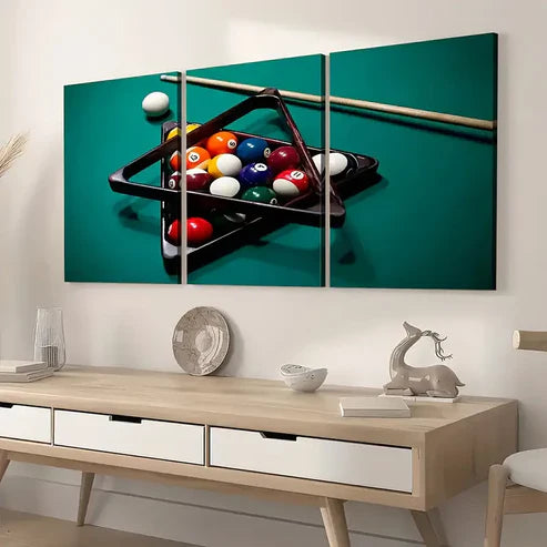 3pcs Modern And Stylish Billiards Sports Art Pool Wall Art Set Canvas Framed 60x90cm - High Quality Print 100% Australian Made Wall Canvas Ready to Hang
