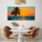 Sunset Beach Palm Trees & Orange Sky Wall Art canvas office home room framed 120x60cm