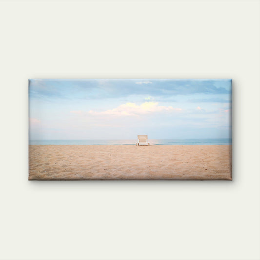 Coastal Beach Chair Ocean Wall Art Canvas Office Home Room Framed 80x45cm