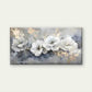 White Flowers on a Gray Backdro Wall Art Canvas Office Home Room Framed 120x60cm