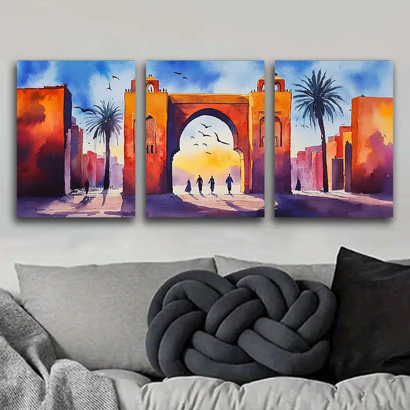 3pcs Colorful Gate Picture Metal Print Ready to Hang Art