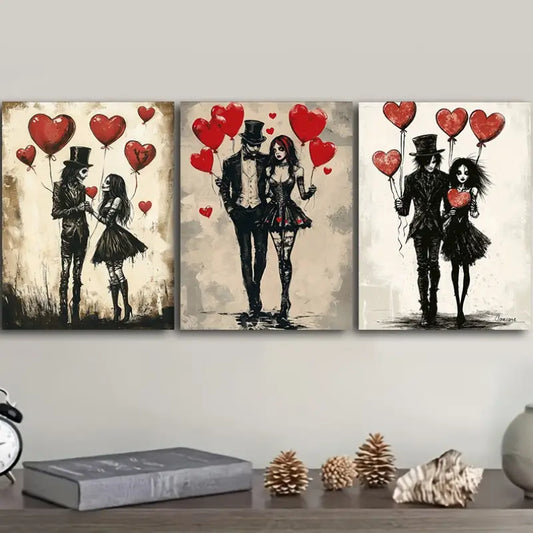 3pcs Gothic Zombie Couples Theme Metal Print Ready to Hang Art