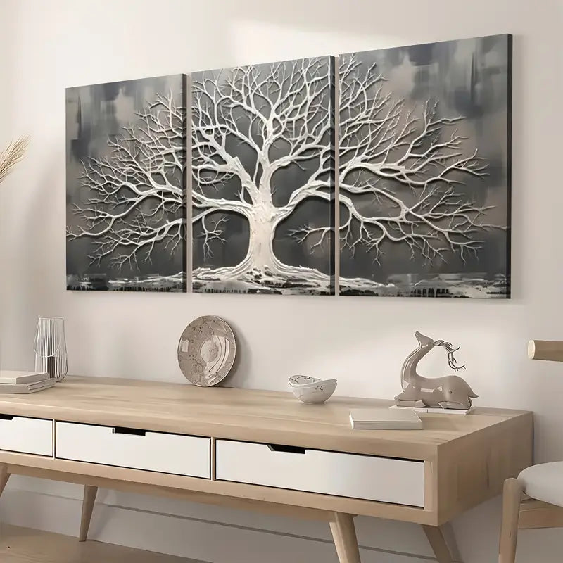 3pcs Simple Wind Abstract Dead Tree Art Wall Art Set Canvas Framed 40x60cm - High Quality Print 100% Australian Made Wall Canvas Ready to Hang