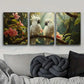 3pcs White Cockatoos on Branches Metal Print Ready to Hang Art