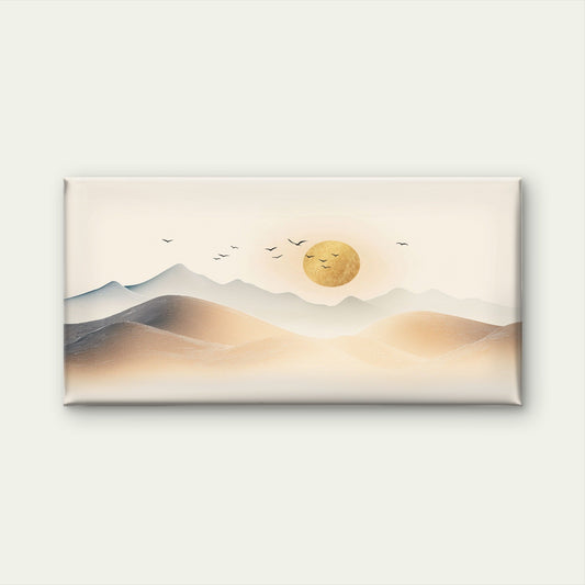 Abstract Zen Sun Line Wave Hills Wall Art Canvas Office Home Framed 80x45cm