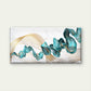 Flowing Teal Golden Ribbons Wall Art Canvas Office Home Room Framed 80x45cm