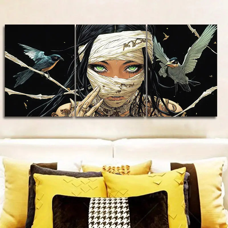 3pcs Mummy Goddess Metal Print Ready to Hang Art
