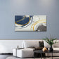 Abstract Navy Blue Gold Paint Wall Art Canvas Office Home Room Framed 120x60cm
