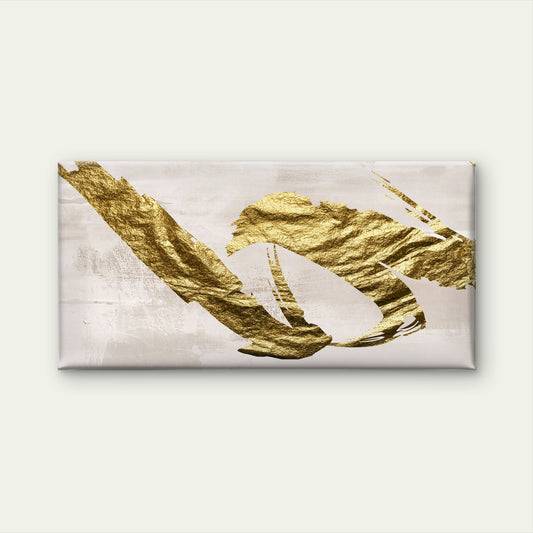 Abstract Gold Leaf Foil Brush Stroke Wall Art Canvas Office Home Framed 80x45cm