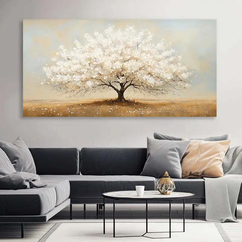Neutral Tones Forest Style Wall Art wall canvas office home room framed 120x60cm