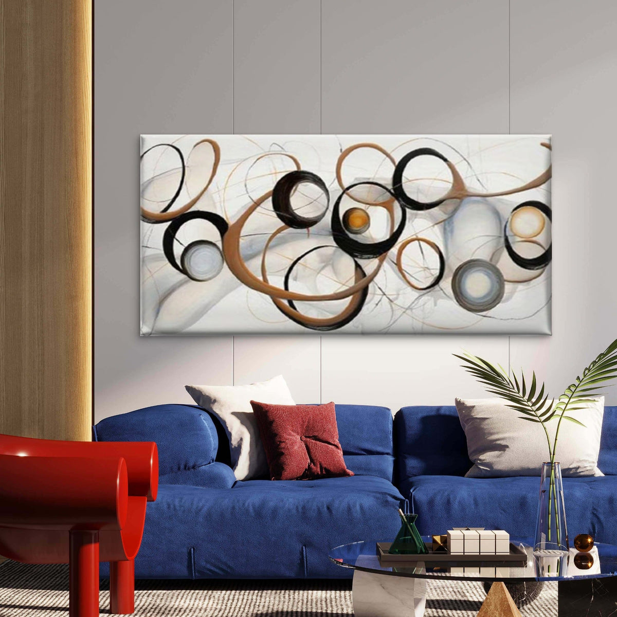 Abstract Geometric Lines Wall Art Canvas Office Home Room Framed 80x45cm