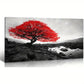 Black & White Nature Scenery Red TreeWall Art canvas office home room framed 120x60cm
