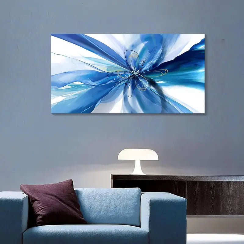Abstract Fantasy Blue Gradient Wall Art canvas office home room framed 120x60cm