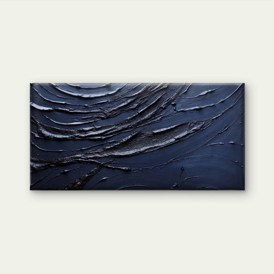 Abstract Minimalist Black Wave Wall Art Canvas Office Home Room Framed 80x45cm