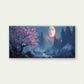 Asian Full Moon & Orchid Tree Wall Art Canvas Office Home Room Framed 80x45cm