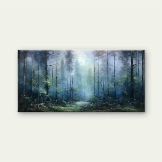 Misty Forest Landscape Wall Art Canvas Office Home Room Framed 80x45cm