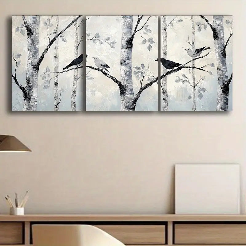 3pcs Silvery Birch Metal Print Ready to Hang Art